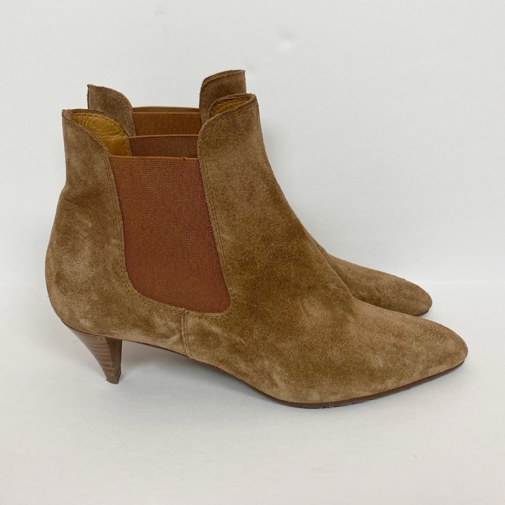 Pedro Garcia Engel Chelsea Suede Booties Pointed Toe Tan Size 37
